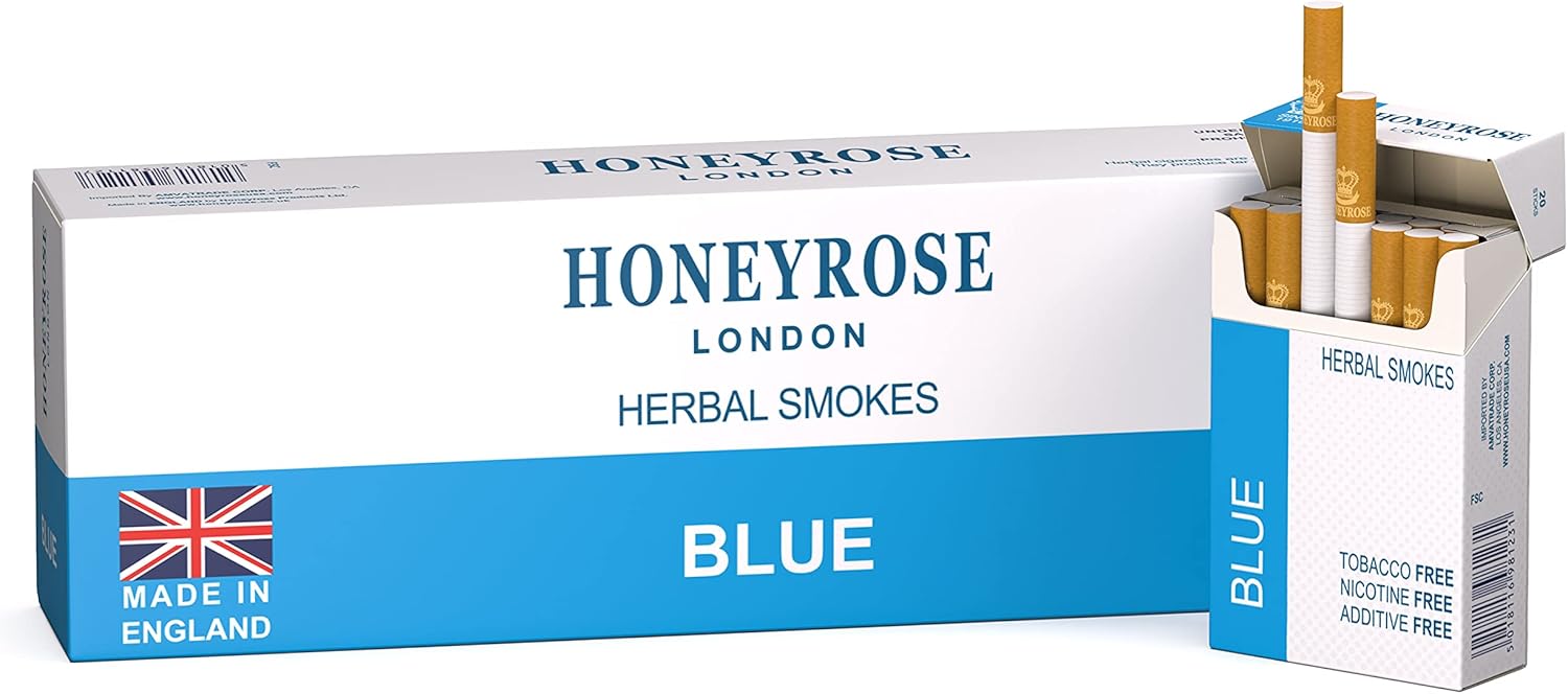 Honeyrose - Herbal Cigarettes, Tobacco & Nicotine FREE, Made in England, 1 carton/10 packs