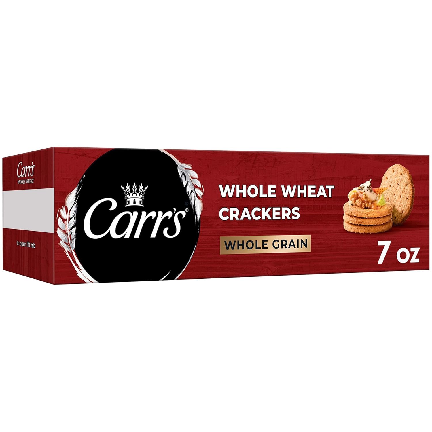 Carr's Crackers, Whole Grain Crackers, Party Snacks, Whole Wheat, 7oz Box (Pack of 6)