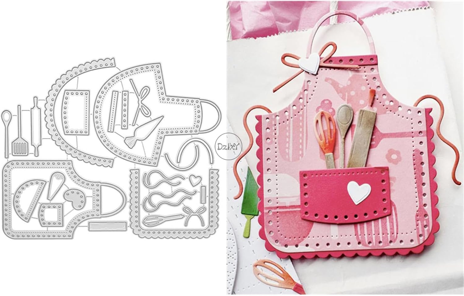 DzIxY Patchwork Apron Kitchen Supplies Metal Cutting Dies for Card Making Kit Embossing Paper Die Cuts Set Scrapbook Stencils Supplies Machine Templates