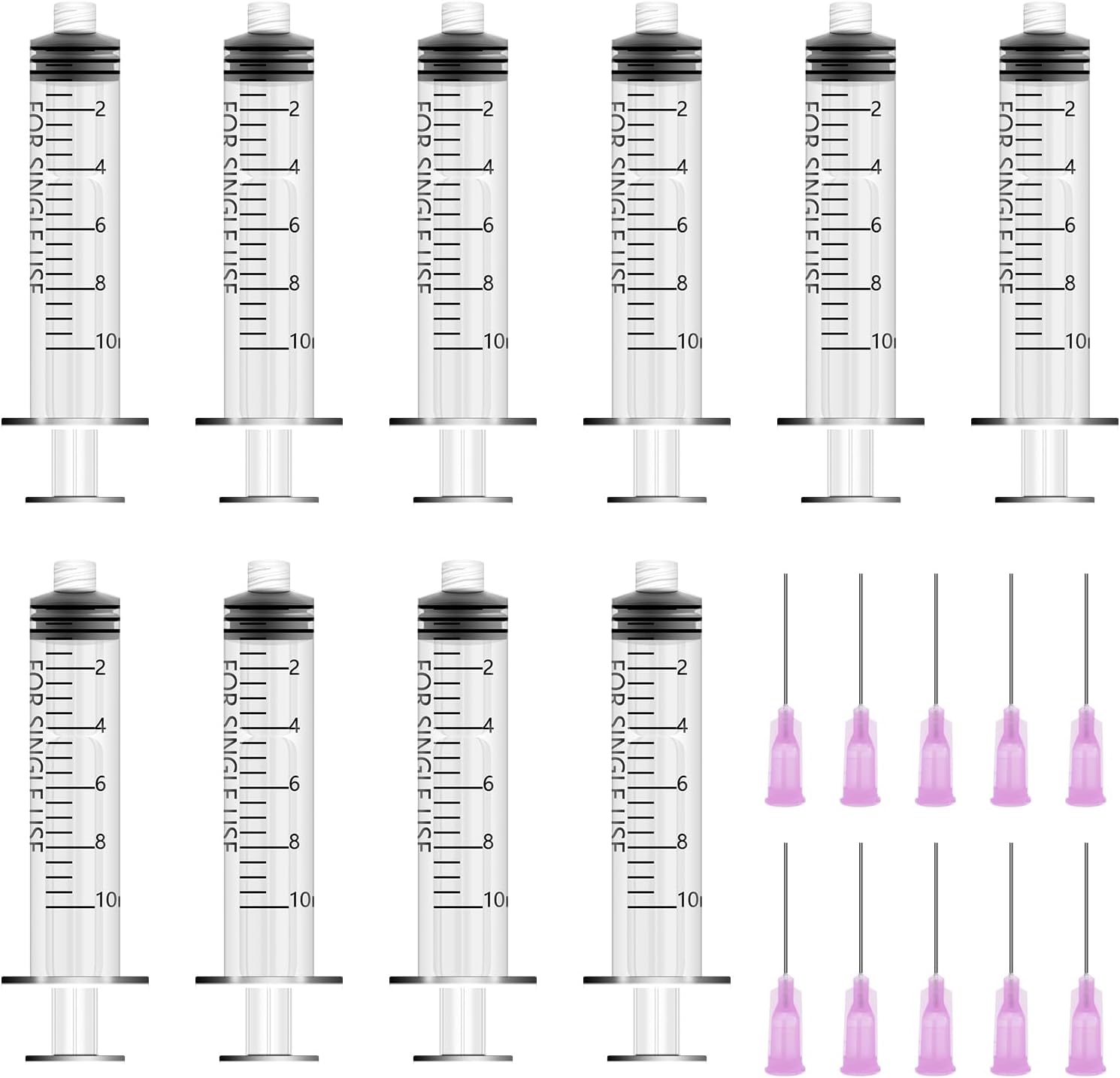 10Pcs 10ml Syringe, Plastic Syringe, Reusable Fodder Syringes, Ink Filling Syringes for Lab, Glue, Industrial, Scientific Labs