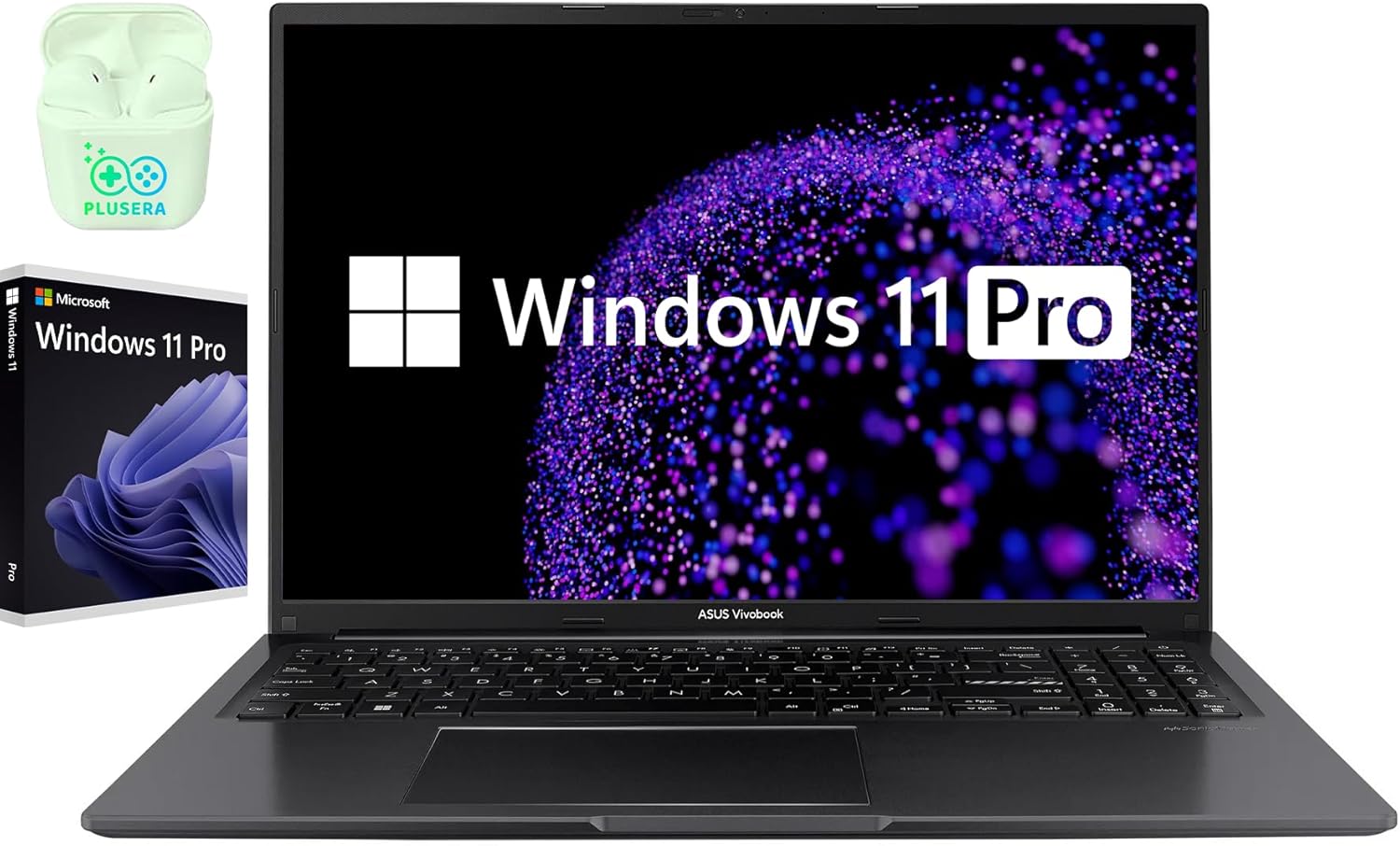 ASUS Vivobook Newest Laptop, 16" WUXGA Business & Student Laptop Computer, Intel Core i7-1255U 10-Core Processor, 24GB RAM 1TB SSD, Windows 11 Pro Laptop, Numeric Keypad, PLUSERA Earphones, Black