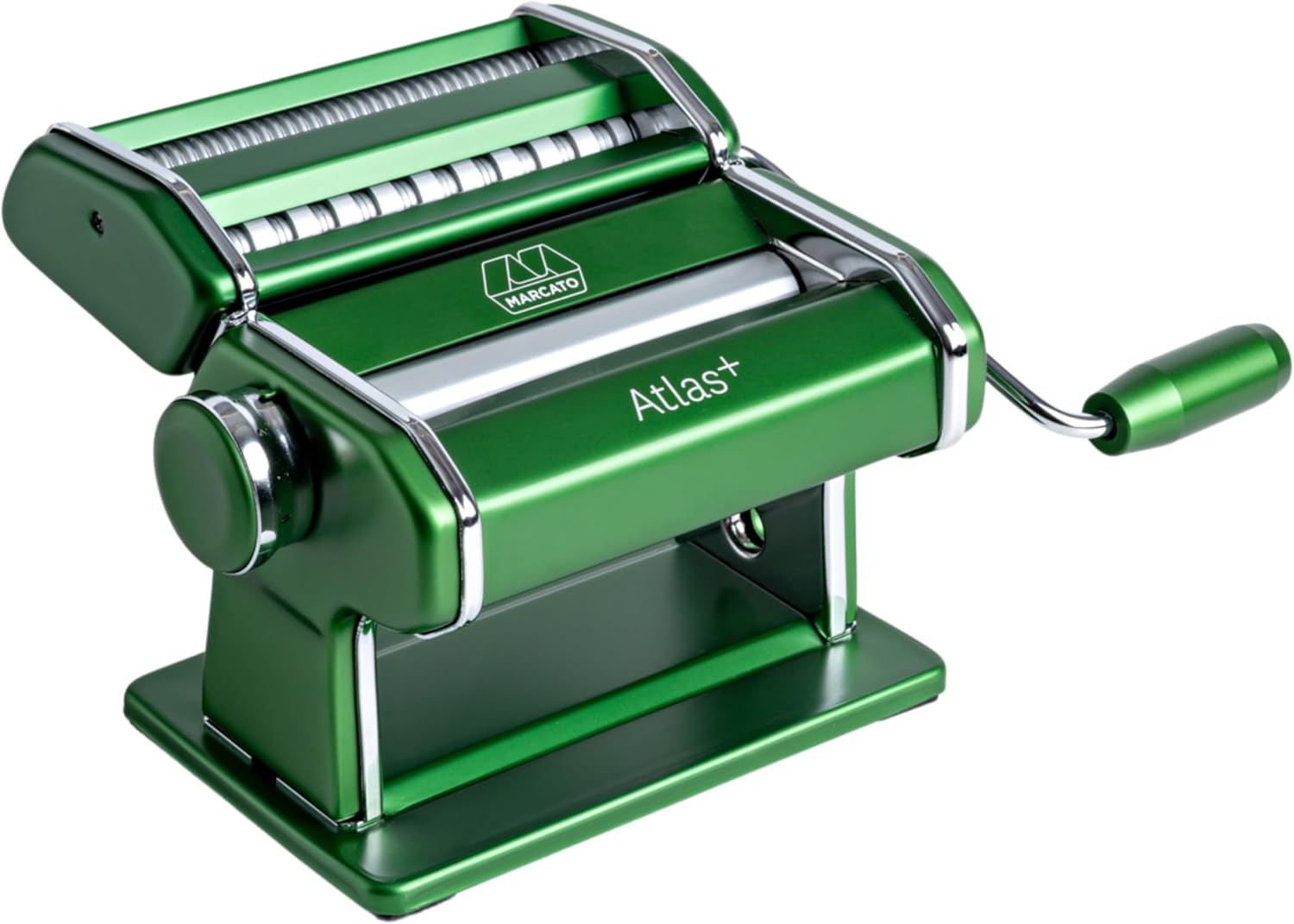 Marcato Made in Italy Atlas+Pasta Machine, Green. Chrome Plated Steel & Aluminum Rollers, Double Cutter for Lasagna, Fettuccine & Spaghetti; Durable Manual Pasta Maker for Homemade Pasta