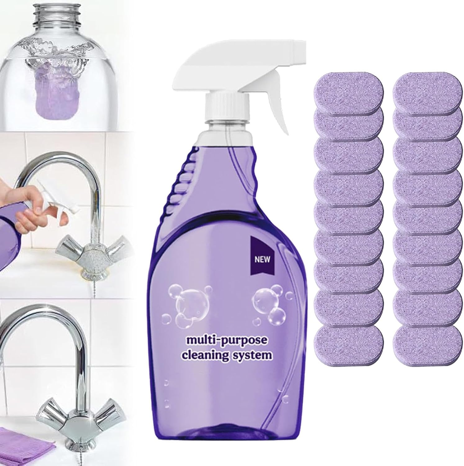 Cleaner, Cleaning Spray, Cleaner for Instant Stain Removal, Cleaning Spray with Concentrated Cleaning Tablets (18pcs)