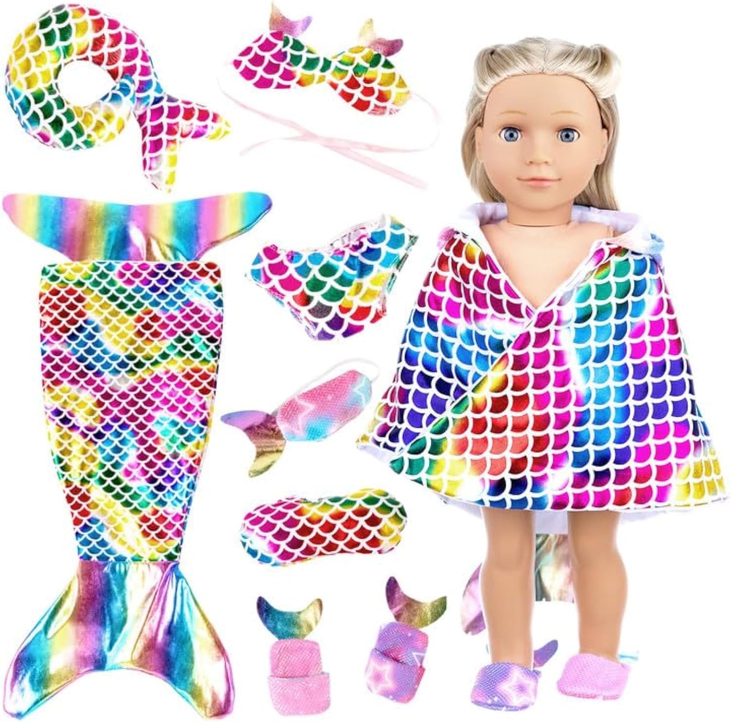 AG Rainbow Fish Scale Mermaid 8 Piece Set