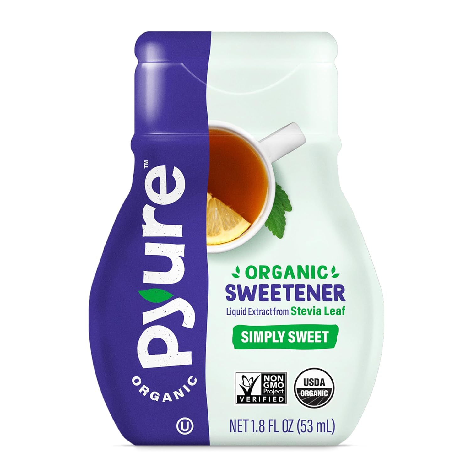 Pyure Organic Liquid Stevia Extract Sweetener – Zero Calorie, Sugar Free, Keto Friendly, Plant-Based Sugar Substitute – Non-GMO, Diabetic Friendly, Zero Carb, No Aftertaste – Simply Sweet – 1.8 fl oz
