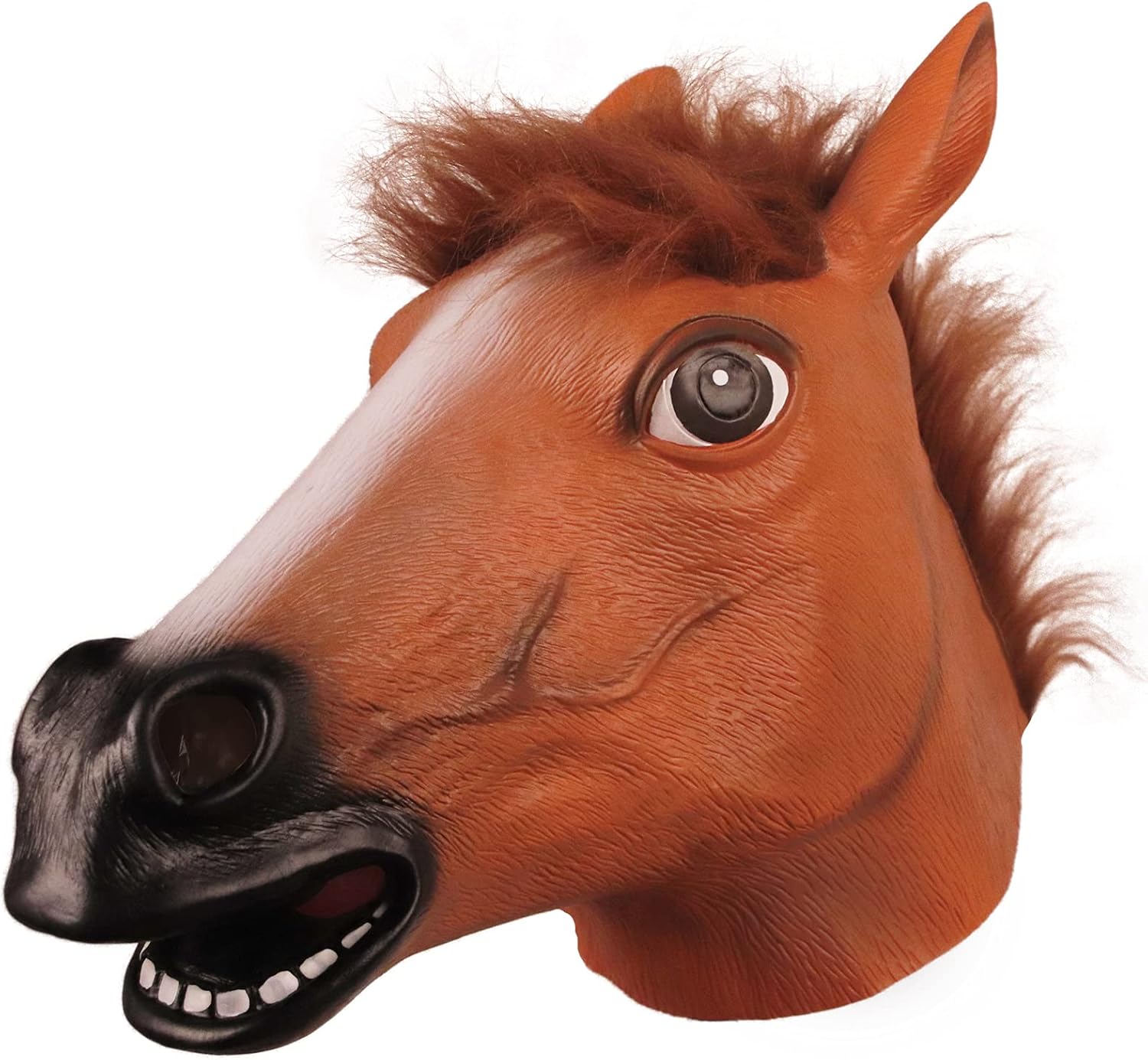 MOLEZU Horse Head Mask for Adult, Brown Horse Head Latex Animal Mask, Novelty Halloween Costume for Masquerade Party