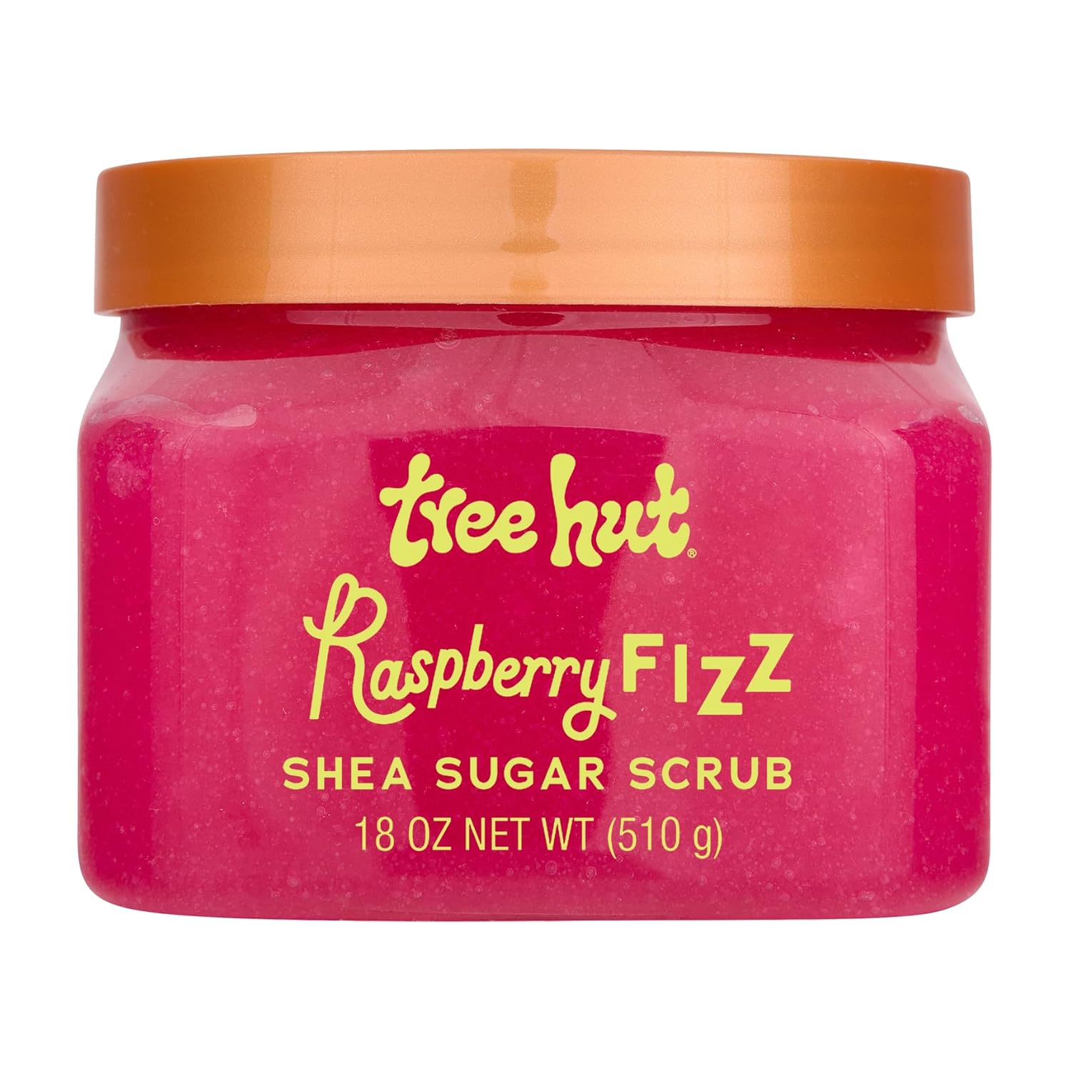 Tree Hut Raspberry Fizz Shea Sugar Scrub, Exfoliating, Hydrating & Moisturizing Body Scrub with Shea Butter & Nourishing Essential Oils, Smooth & Soften Skin, 18 oz