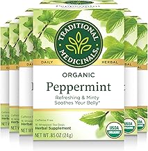 Traditional Medicinals Tea, Organic Peppermint, Soothes Your Belly, Refreshing & Minty, 96 Tea Bags (6 Pack)