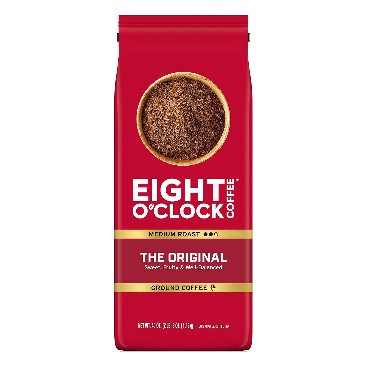 Eight O'Clock Coffee The Original, 40 Ounce (Pack of 1) Medium Roast Whole Bean Coffee, 100% Arabica, Kosher Certified