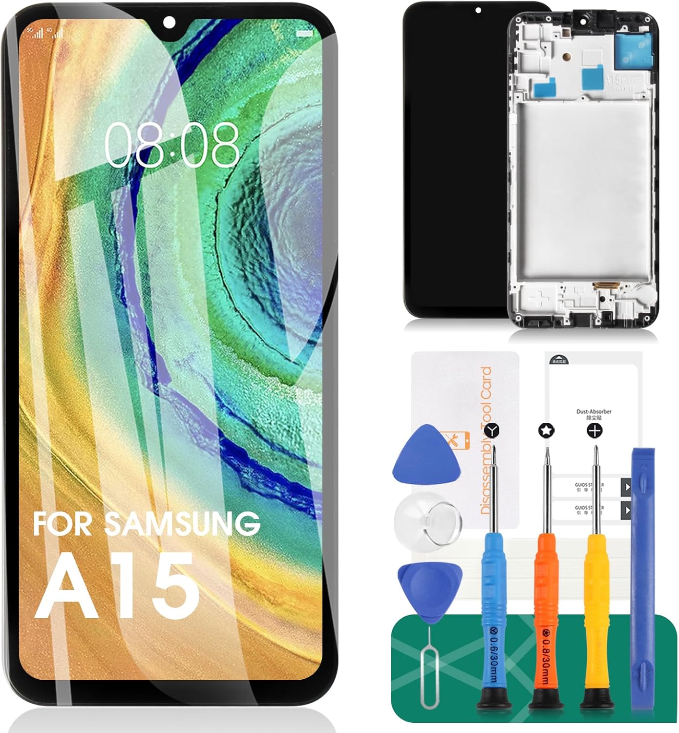 OLED for Samsung A15 4g Screen Replacement for Samsung Galaxy A15 4G/5G LCD Display Digitizer Touch Screen Assembly Repair Kits with Frame SM-A155F SM-A156B Black(Not Original)