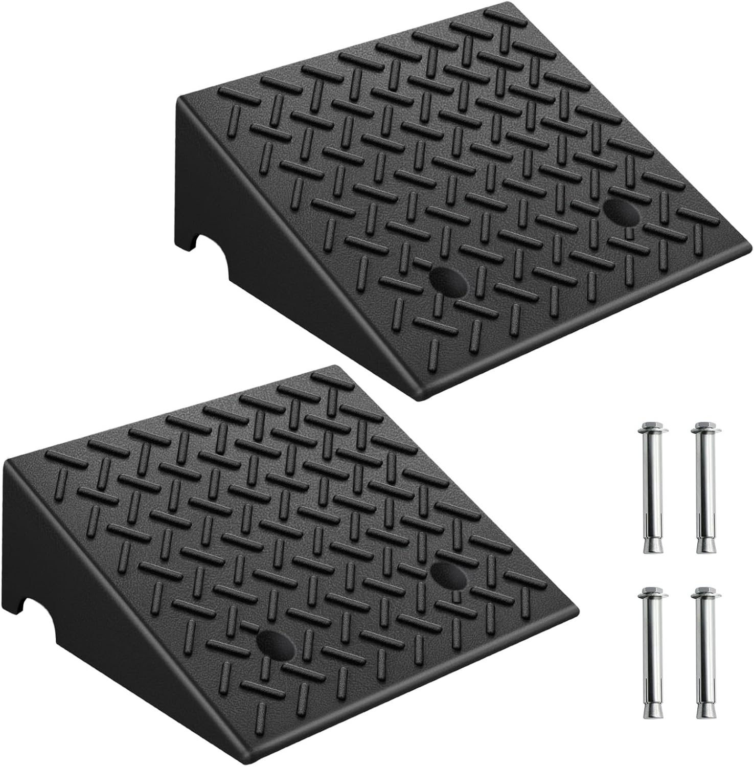Rubber Curb Ramps 6 Inch 2 Pack, Heavy-Duty 8818LBS/4 Ton Capacity, Extra-Wide 18.8" W x 6" H, Non-Slip Driveway Ramps for Wheelchairs, Pets, Cars, Motorcycles, Lawn Mowers & Trailers
