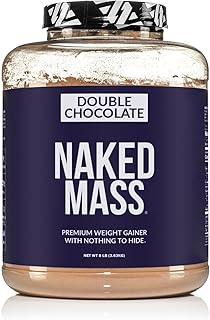 Naked Double Chocolate Mass - 1,260 Calories, 50G Protein, Nothing Artificial. All Natural Weight Gainer Protein Powder - 8Lb Bulk, GMO Free, Gluten Free & Soy Free