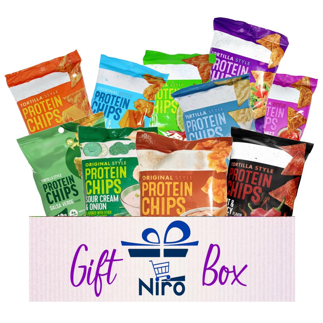 Niro Gift Basket Assortment | Quest Tortilla Style Protein Chips - 10 Flavors - Cheddar & Sour Cream, Spicy Sweet Chili, Ranch, Loaded Taco, Chili Lime, Bbq, Sour Cream And Onion, Salsa Verde, Hot & Spicy, And Nacho Cheese | 10 Pack