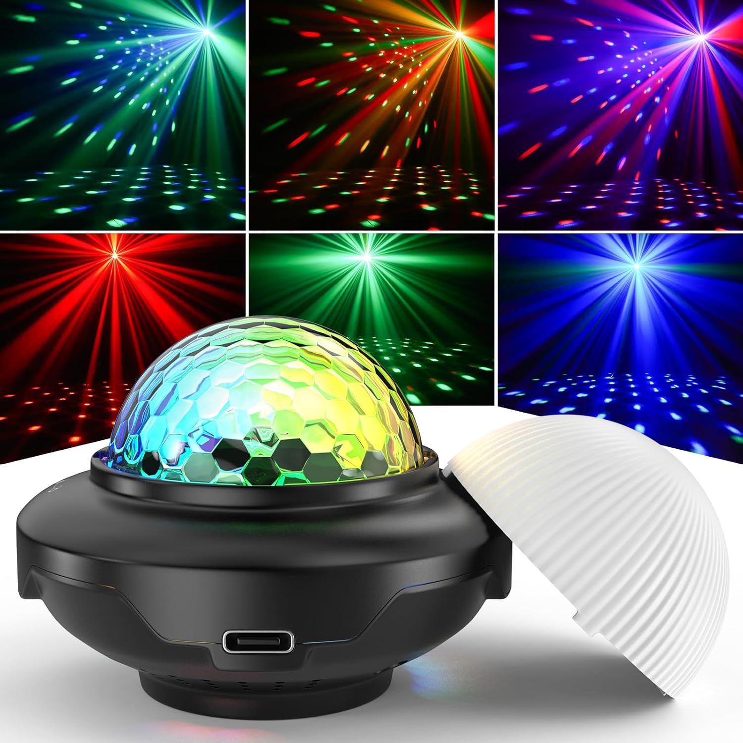 Rechargeable Disco Ball, Party Lights Night Light 2 in 1 RGB Dj Lighting Strobe Lamp with Sound Activated 6 Modes for Home Room Dance Parties Birthday Halloween Christmas Decorations