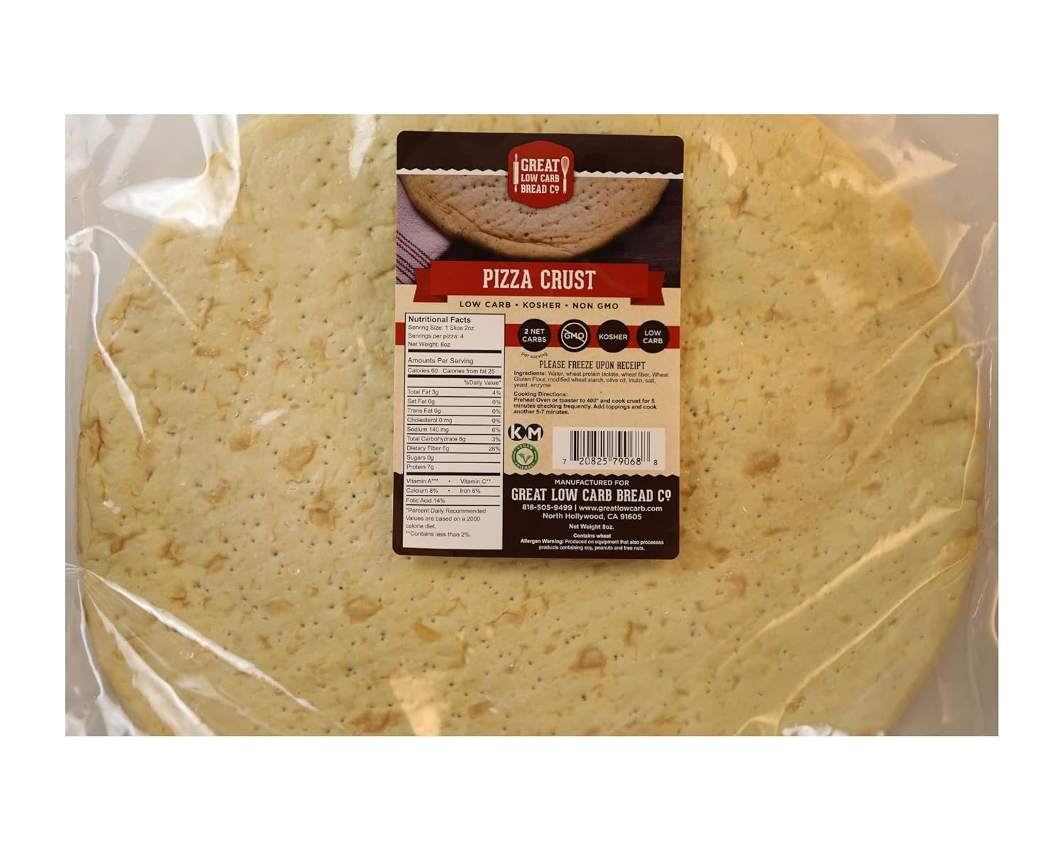 Great Low Carb Pizza Crust 9″ 8oz. 4 Bags| Keto friendly | Kosher |Non GMO |Low carb diet