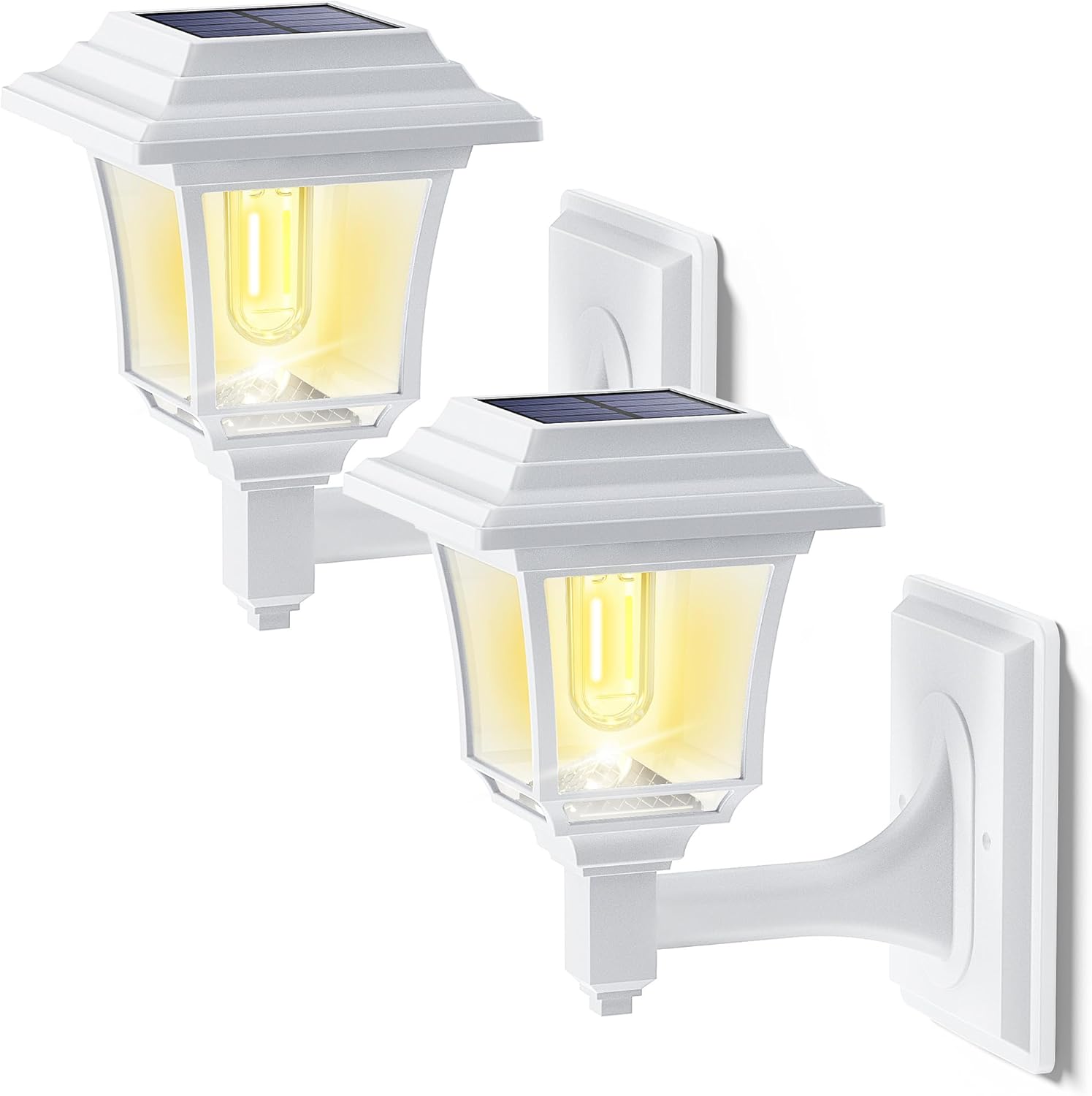 LeiDrail Solar Fence Lights, Solar Lights Outdoor Garden LED Solar Powered Outdoor Wall Fence Lights Waterproof Decor for Patio Yard Warm/Cold White 2 Pack