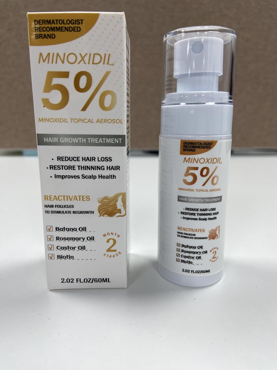 Minoxidil for Men and Women, Hair Growth Biotin Serum with Batana and Rosemary for Hair Beard Regrowth Extra Strength Hair Loss Solution, 2.02 oz