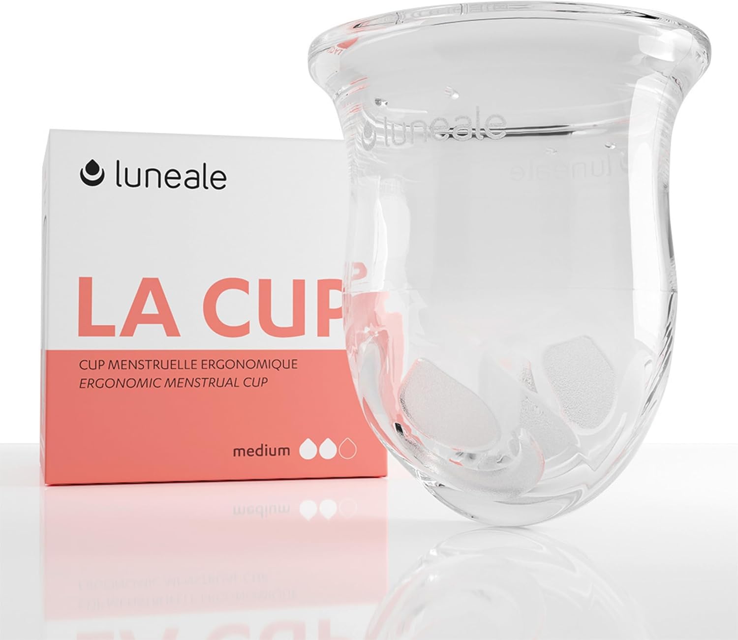 La Cup Luneale - Reusable Stemless Menstrual Cup - Patented Ergonomic Design Created with Midwives - 100% Platinum Medical-Grade Silicone - Ultra-Comfortable - Size M (Medium to Heavy Flow)