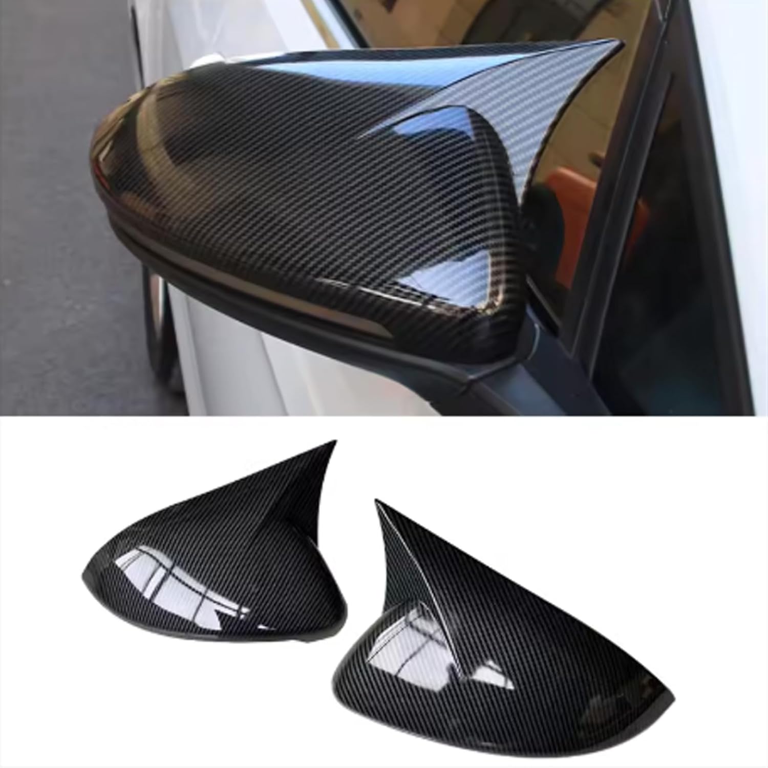 2pcs for Golf 7 Golf 7.5 MK7 MK7.5 GTI R 2014-2019 Accessories OX Horn Side Rearview Mirror Cover Sporty Car Auto Exterior ABS -Carbon Fiber