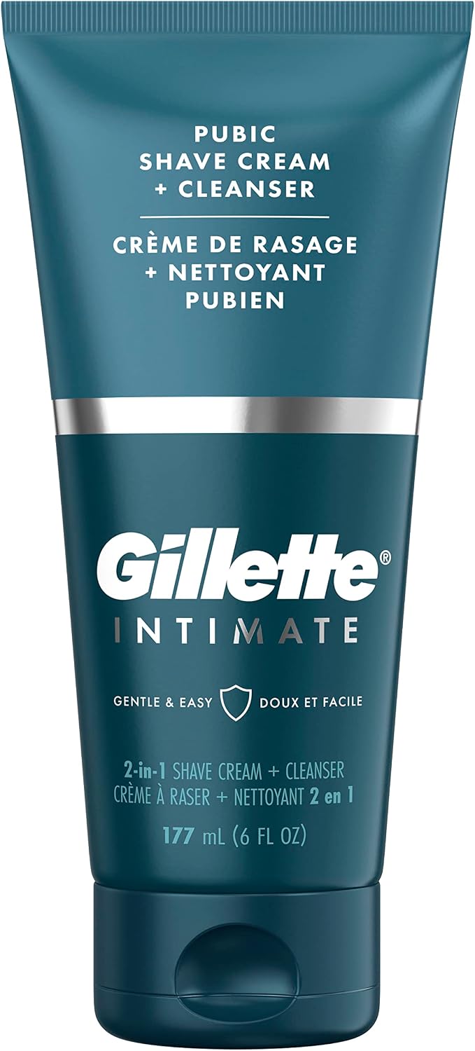 Gillette Intimate 2 in 1 Pubic Shave Cream + Cleanser, Gentle Formula, Formulated for Pubic Hair & Skin, with Aloe, Paraben Free (177 ml)