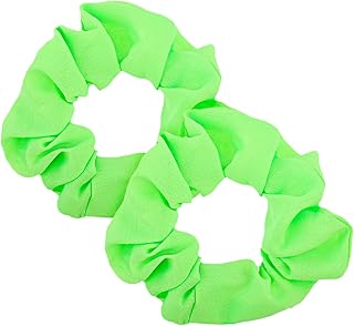 2 Pcs Green Scrunchie 80s Neon Scrunchies Solid Neon Hair Accessories Elastic Neon Green Scrunchies Large Voile Hair Ties Hair Bands Ponytail Hair Scrunchies for Women Girls