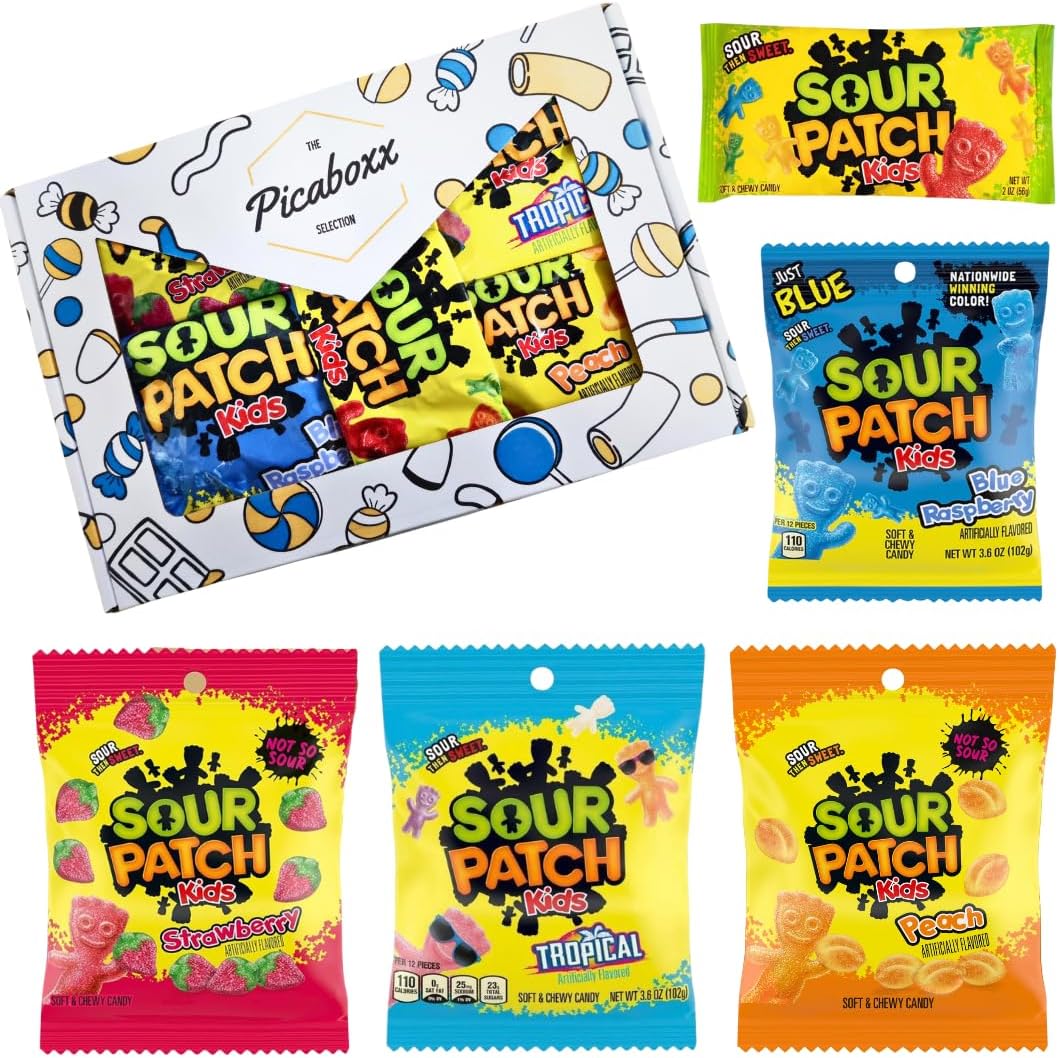 Picaboxx | Sour Patch Kids | American Candy Gift Box | Sweet & Chewy Candy | Vegetarian | Vegan Sweets | Halal Sweets | American Sweets | Pack of 1 | Weight 462g