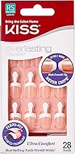Kiss Everlasting French Nail Manicure, Chip-Free with Flexi-Fit Technology, Real Short, "Endless", Nail Kit with Pink Nail Glue (Net Wt. 2 g / 0.07oz.), Mini File, Manicure Stick, and 28 Fake Nails