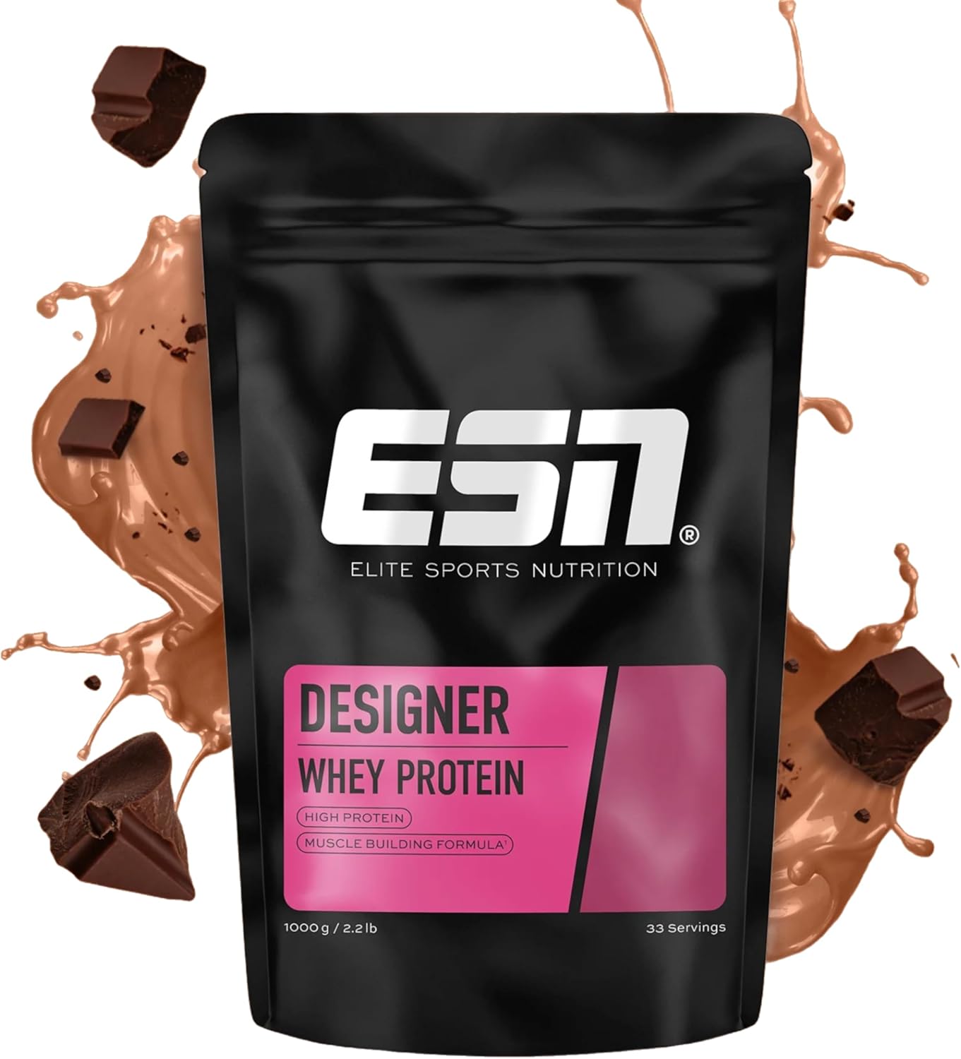 ESN Designer Whey Protein Powder, Chocolate, 1000 g, 2.2 lbs, 33 Servings
