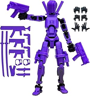 T13 Action Figure with Lots of Accessories,3D Printed Multi-Jointed Titan13 Figure,Purple Dummy 13 Desktop Decorative Toy,(Assembly Completed)