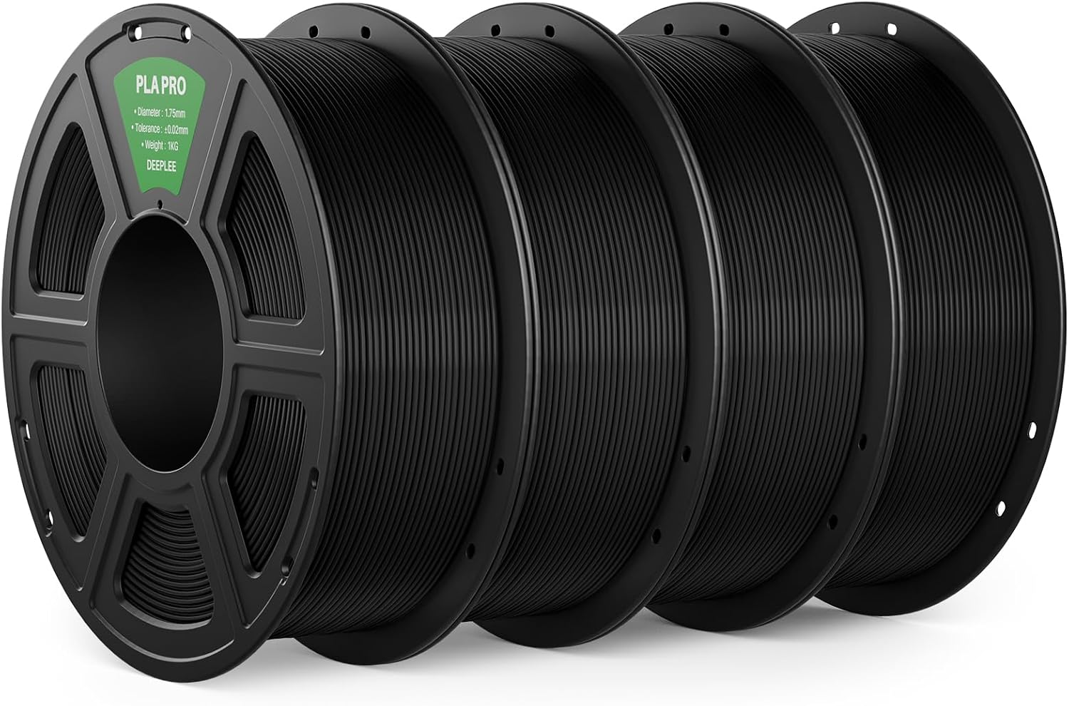 PLA PRO Filament 1.75mm, Stronger Toughness 3D Printer Filament, PLA Filament Dimensional Accuracy +/- 0.02 mm, Neatly Wound, Fits Most FDM 3D Printer, 4 Pack Black