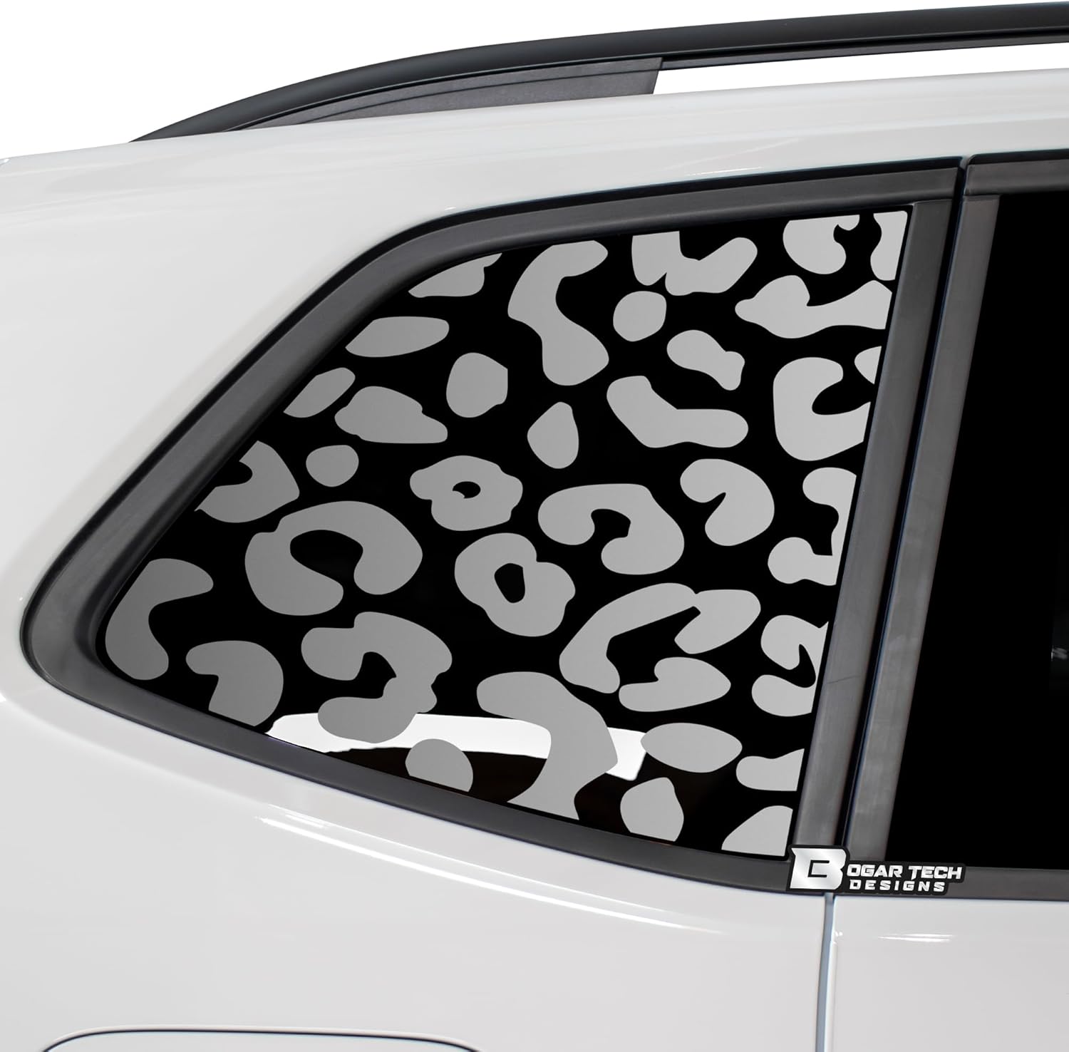 BOGAR TECH DESIGNS Precut Quarter Window Leopard Cheetah Print Vinyl Decal Sticker Compatible with Volkswagen Tiguan 2018-2024, Matte Black