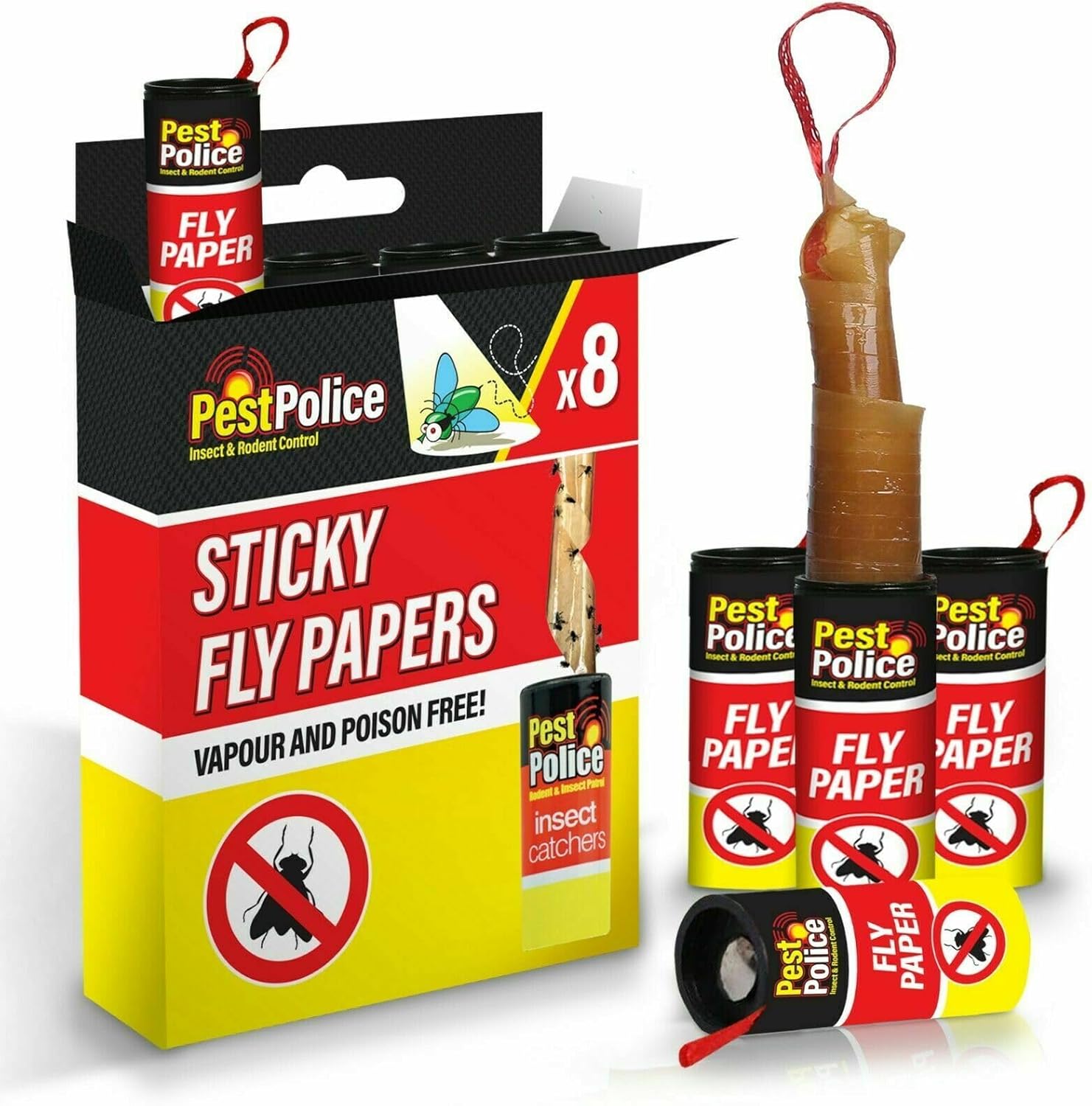 FERRIS | 8pk Sticky Fly Catcher | Effective Insect Trap for Home & Garden | Non-Toxic & Safe | Easy to Use, Ideal for Indoor & Outdoor Fly Control