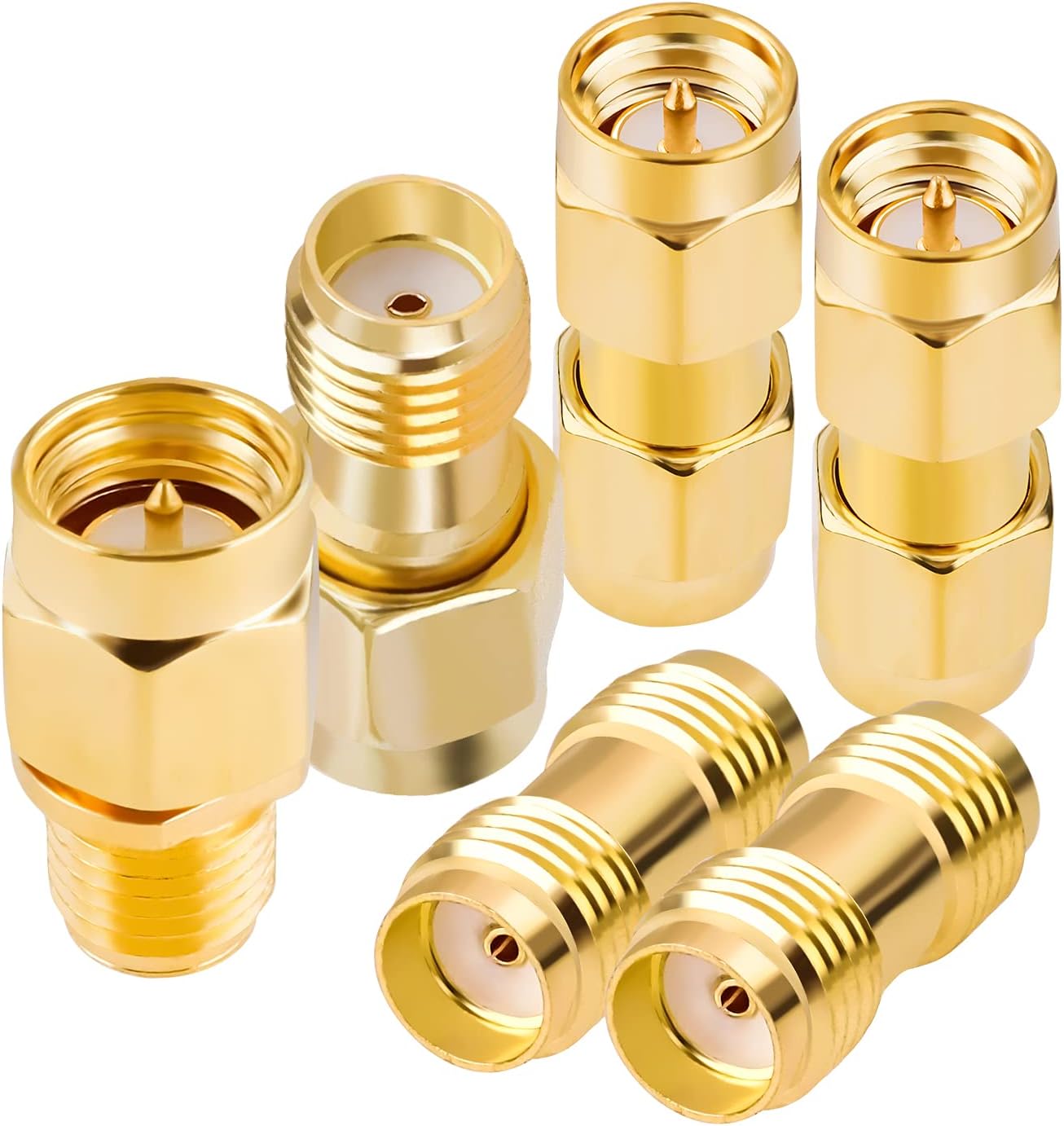 Cleqee SMA Adapter Kit 6PCS SMA Male Female Extension Coax Coaxial Connector Coupler