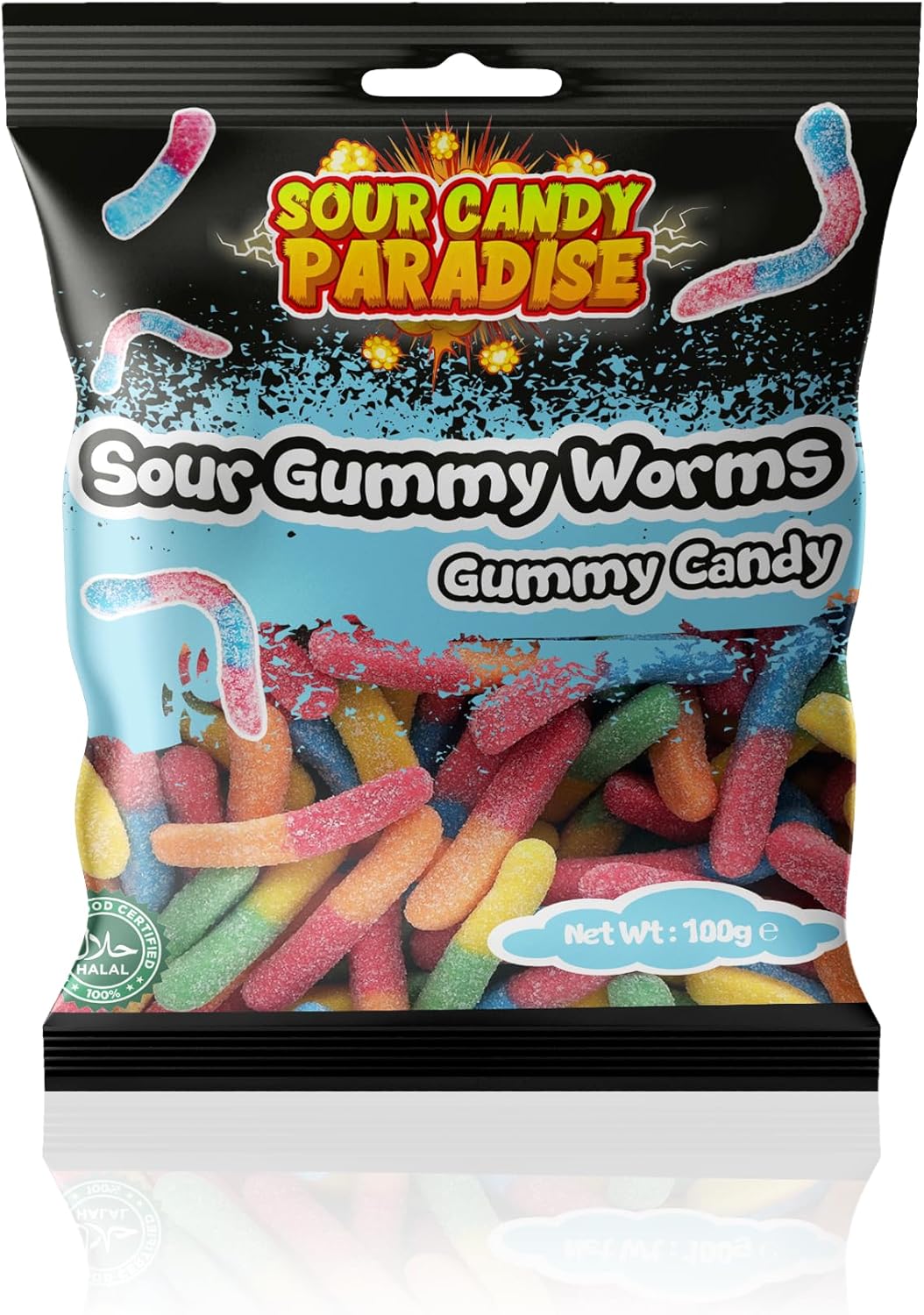 Candy Paradise Sour Gummy Candy 100g (Pack of 1, Sour Gummy Worms)