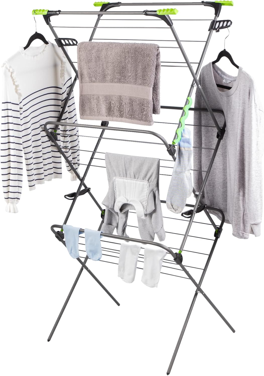 Minky Ergo Supreme Sure Grip 3 Tier Airer, Clothes Drying Rack For Indoor & Outdoor Use, Foldable Airer with Large 27m Capacity, Drying Rack with Non-Slip Feet