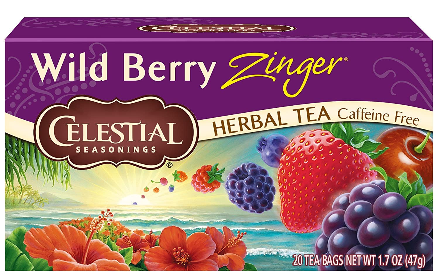 Celestial Seasonings Herbal Tea, Wild Berry Zinger, 20 Count (Pack of 3)