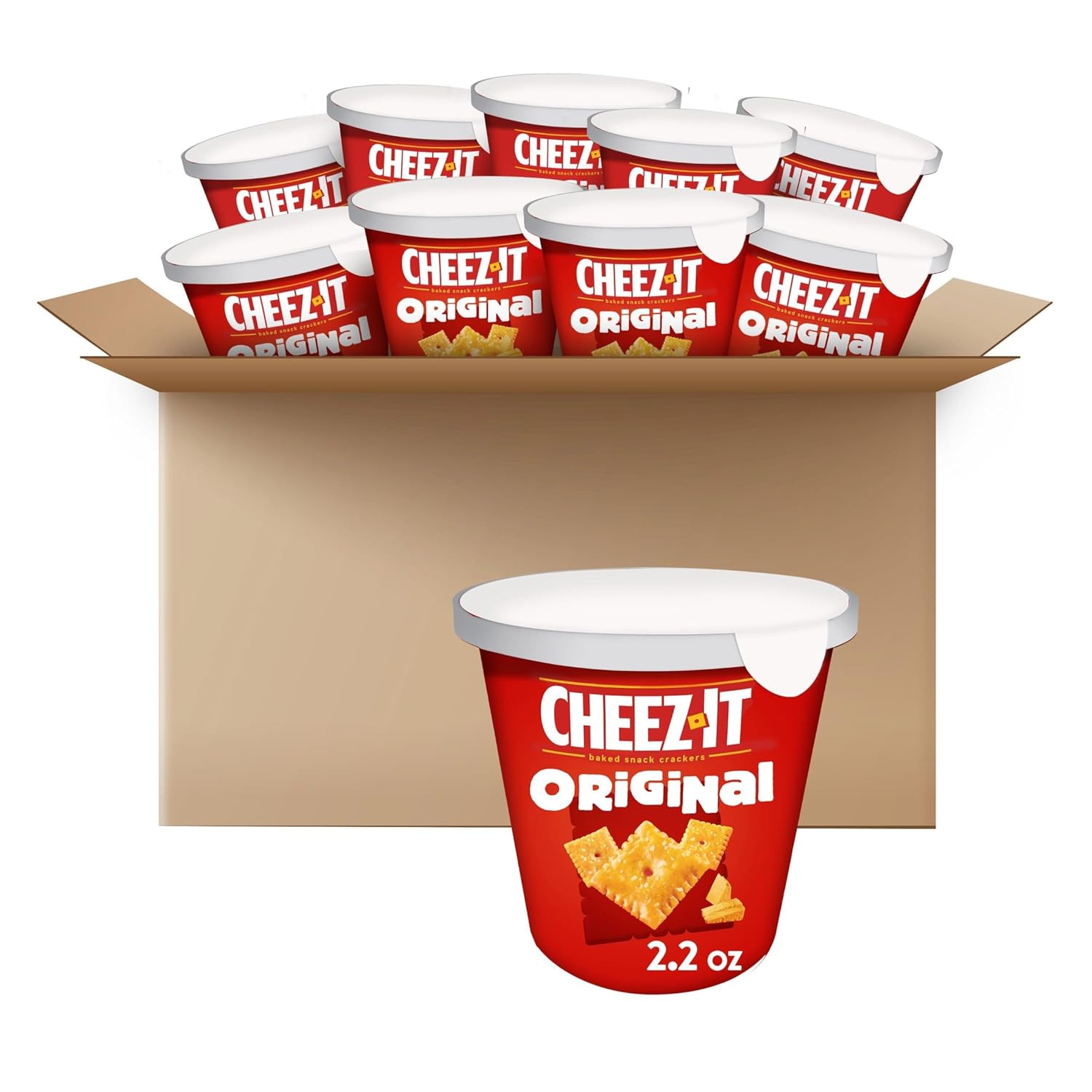Cheez-It Cheese Crackers, Baked Snack Crackers, Office and Kids Snacks, Original, 22oz Case (10 Cups)