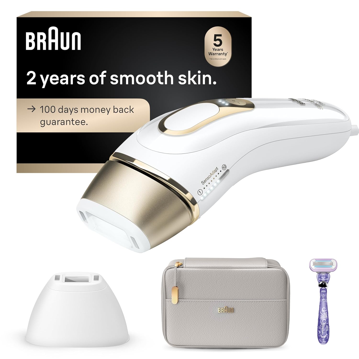 Braun Smart IPL, Silk·Expert Pro 5: at Home Laser Hair Removal for Women and Men, Permanent Visible Hair Reduction in Hair Regrowth for Body & Face, Soft Pouch and Precision Head, IPL5157
