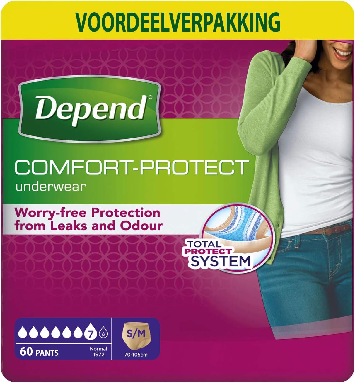 Depend Underwear Absorbent Absorption Normal Size S/M Women – 60 Units
