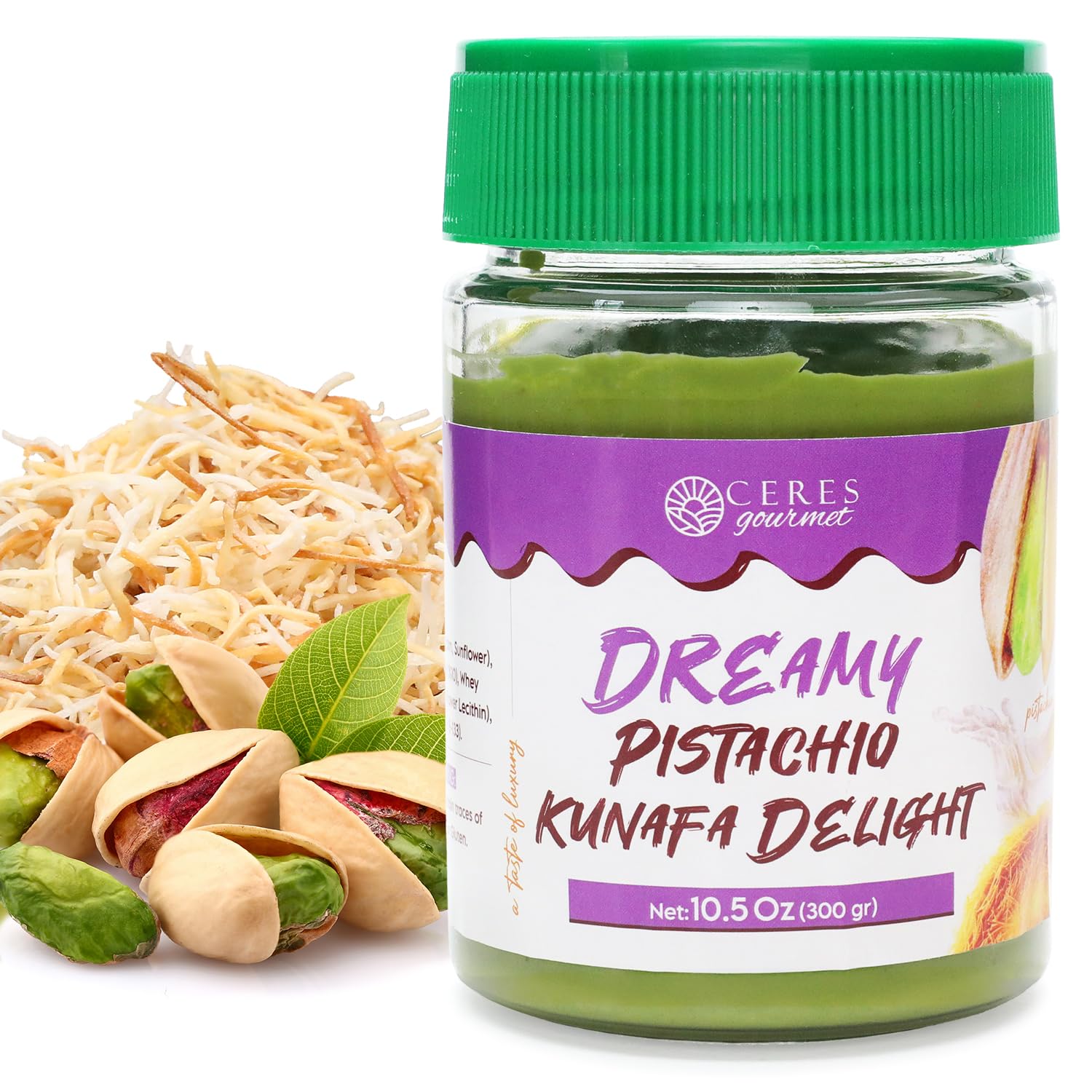 Dubai Chocolate Filling Mixture –10.5oz, Premium Spreadable Dubai Chocolate Cream with Pistachio Filling, Crispy Kataifi & Pistachio Cream