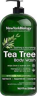 New York Biology Tea Tree Body Wash for Men and Women - Moisturizing Body Wash Helps Soothe Itchy Skin, Jock Itch, Athletes Foot, Nail Fungus, Eczema, Body Odor and Ringworm - 16.9 Fl Oz