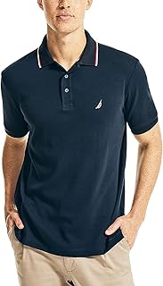 Nautica Men's Classic Fit Short Sleeve Dual Tipped Collar Polo Shirt