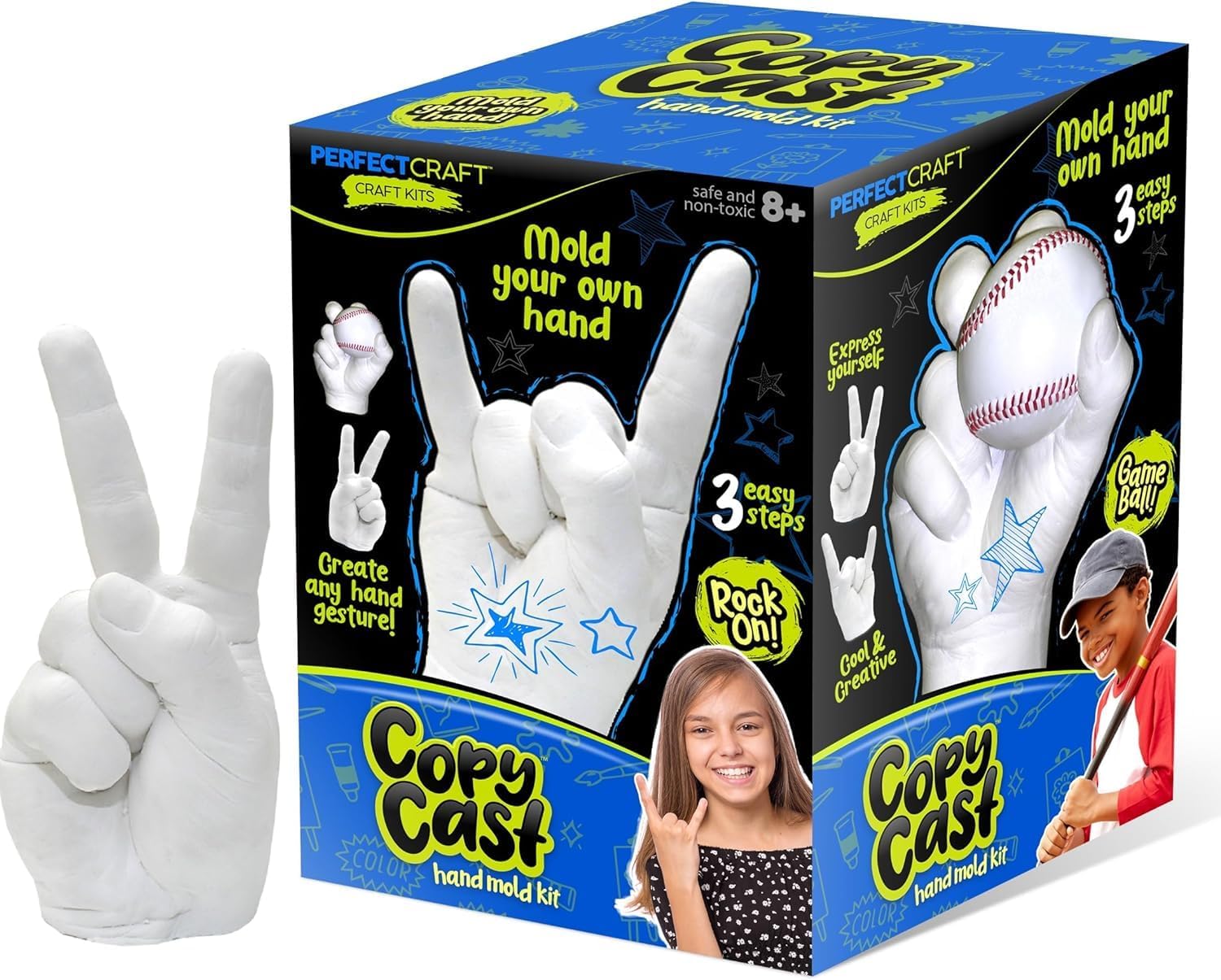 Hand Casting Kit, DIY Hand Mold Kit for Kids, Fun Craft Gift for Boys & Girls, Fast-Curing, Non-Toxic, Water-Based Material, USA Made, Ages 13+