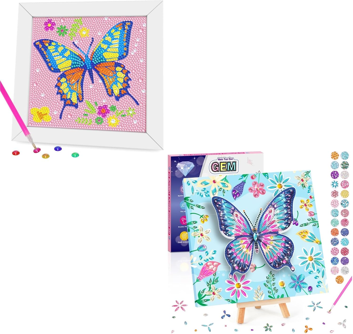 Diamond Art Kits for Kids - Crafts for Girls 8-12 - Diamond Art Painting with Wooden Frame - Arts and Crafts for Kids Ages 4-6 8-10 - GEM Art Supplies Dots for Adult Beginners Home Wall Decor Gifts