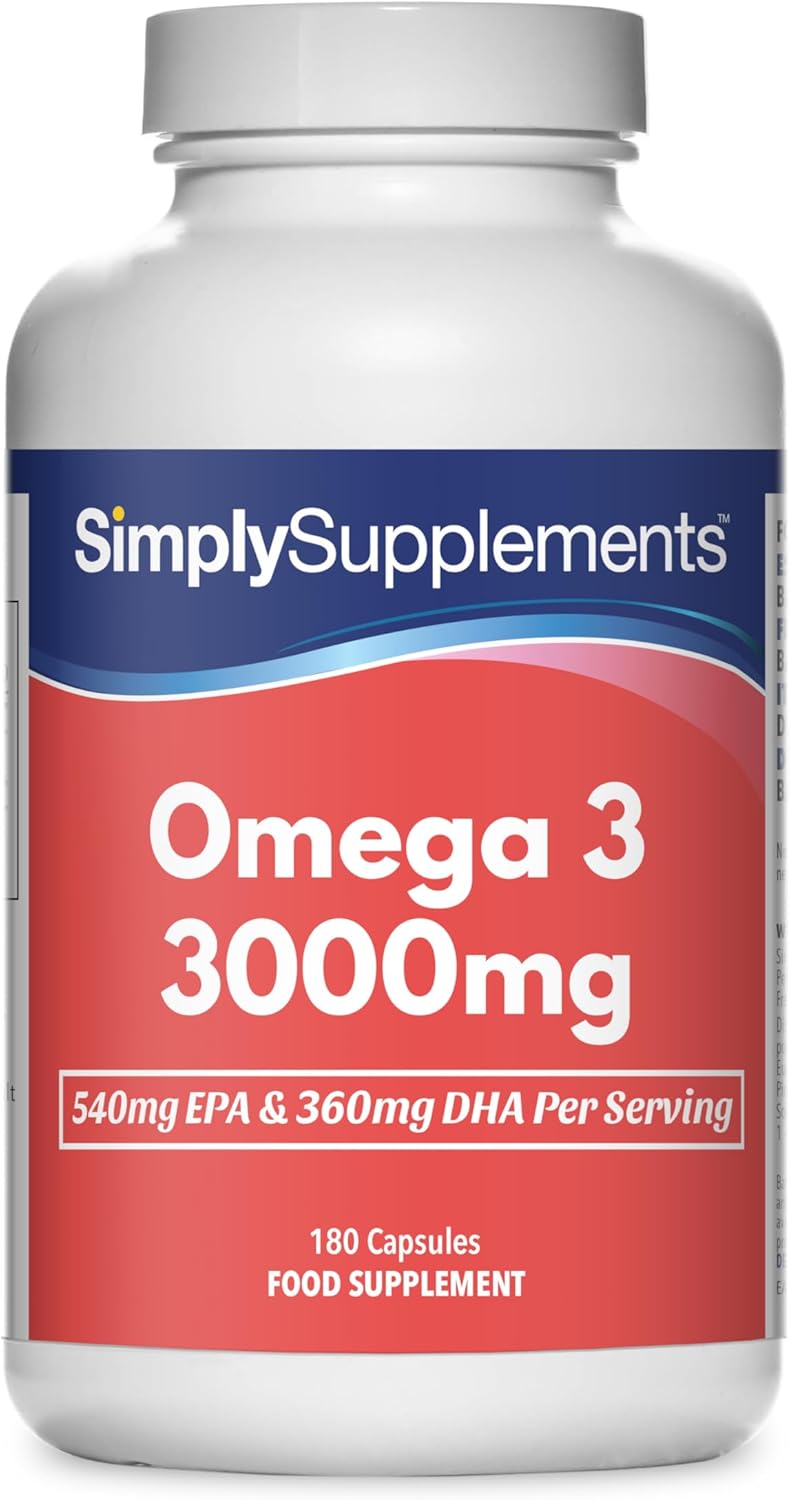 Omega 3 Fish Oil 3000mg Capsules | 180 Capsules | Providing EPA & DHA | Manufactured in The UK