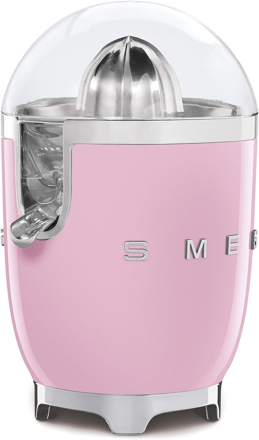 SMEG 50's Retro Style Citrus Juicer with Drip Free Spout, Automatic Activation, and Efficient Straining, Pink CFJ11PKUS