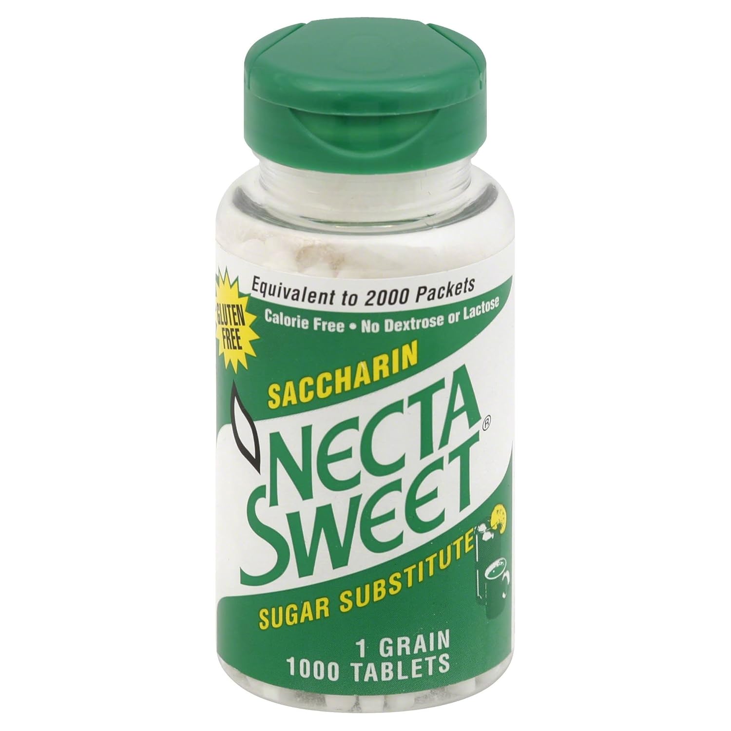 NSI SWEETENERS Necta Sweet Saccharin Tablets, 1-Grain, 1000 Count (Pack of 2)