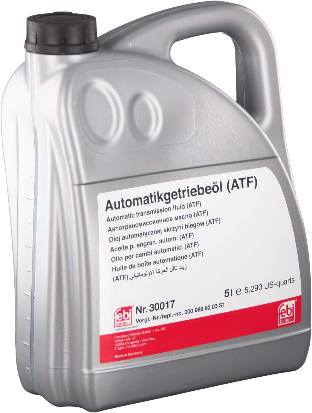 febi bilstein 30017 Automatic Transmission Fluid (ATF) for autom. transmission,converter and hydraulic steerings, pack of one,5 Litres