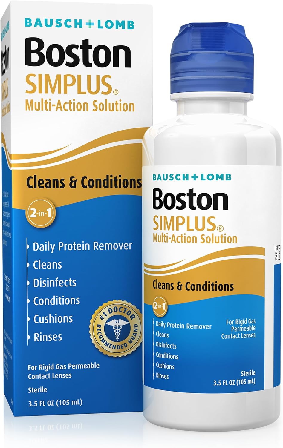 Boston SIMPLUS Multi-Action Contact Lens Solution to Clean and Condition Rigid Gas Permeable Lenses from Bausch + Lomb, 3.5 fl. oz.
