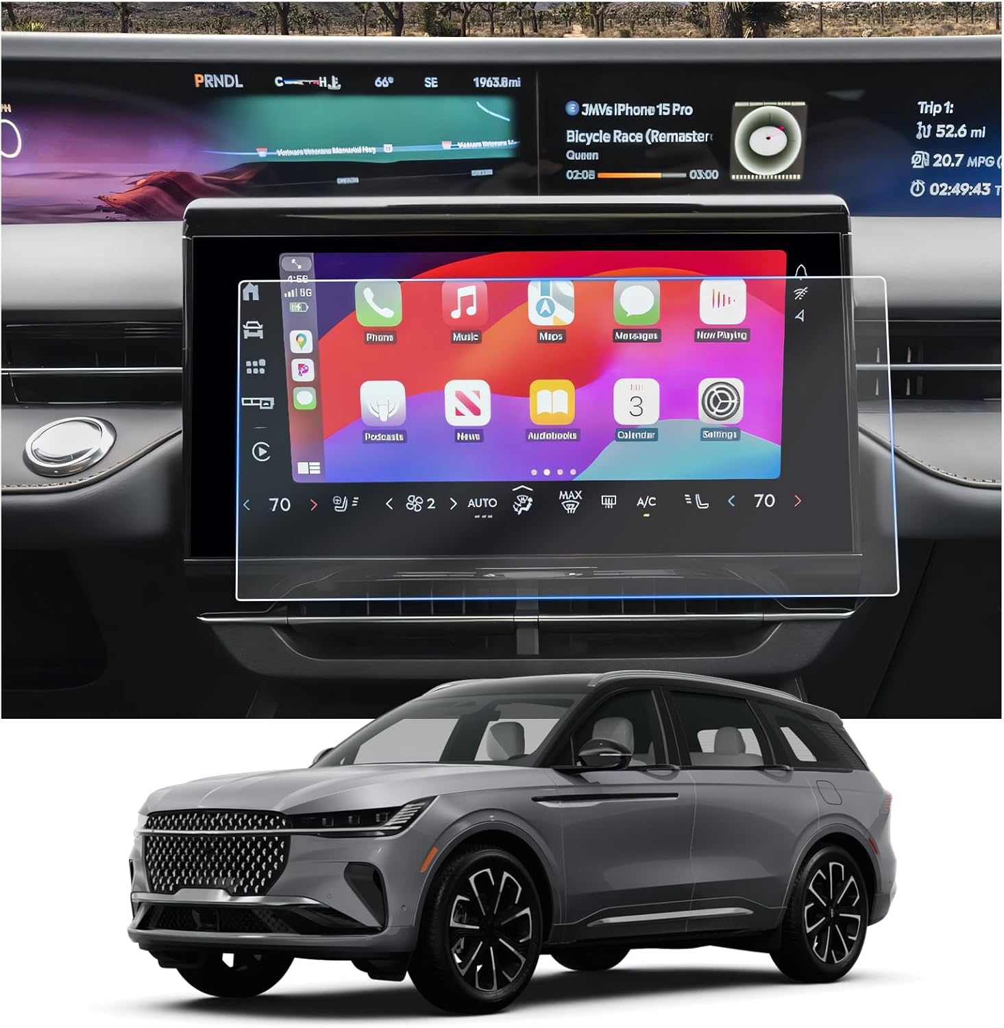 CDEFG 2PCS for 2024 2025 Lincoln Nautilus Screen Protector Compatible with 2024 2025 Lincoln Nautilus 11.1-inch Screen Cover Center Touchscreen Protector 2024 2025 Nautilus Accessories HD Clear Anti